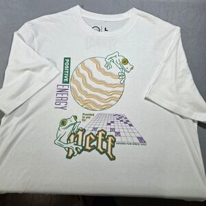 Neff Mens Positive Energy Graphic Tee White Short Sleeve Frog T-Shirt Large NEW*